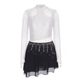 thumbnail image 3 of YiZYiF Women Sparkly Rhinestone Long Sleeve Figure Skating Dress Irregular Hem Skirt Lyrical Ballet Dance Wear White XXL, 3 of 6