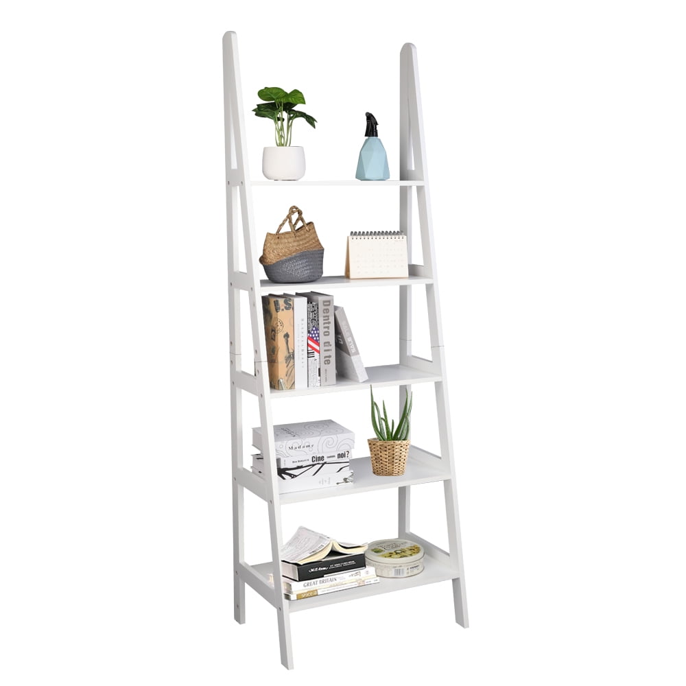 Ladder Shelf， 5Tier Multifunctional Modern Wood Plant Flower Bookshelf
