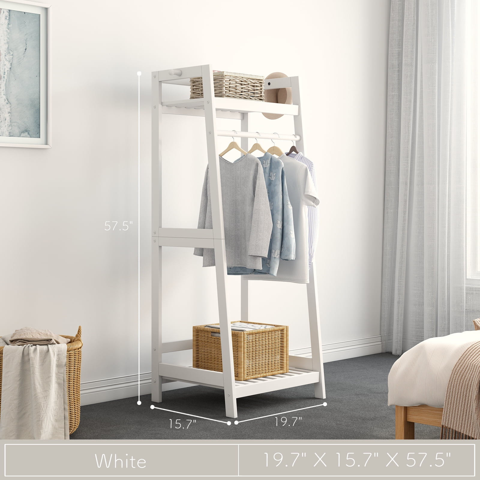 Garment Rack with Wood Storage Shelf – INNOKA