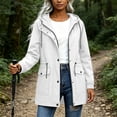 thumbnail image 5 of justHIGH Lined Light Rain Jacket Women Packable Long Raincoat with Hood Drawstring Waisted Waterproof Windbreaker Lightweight Outdoor Trench Coat White,M, 5 of 7