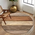 thumbnail image 3 of Farmhouse Beige Brown Round Rug 8ft Washable Circle Rugs Non Slip Vintage Wooden Striped Large Area Rug Indoor Floor Carpet for Bedroom Kitchen Living Room Home Office Dining Room Nursery, 3 of 8