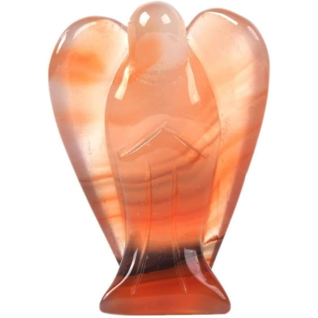 Statue Ange de Paix en Agate Rouge Sculptée Ange de Poche Gardien Guérison des Anges 1,5 Pouce