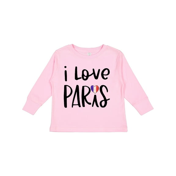 Inktastic I Love Paris French Flag Heart Boys or Girls Long Sleeve Toddler T-Shirt