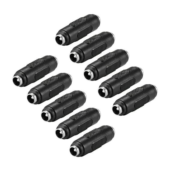 DC Female to Female Connector 5.5mm x 2.5mm Power Jack Adapter Black 10Pcs