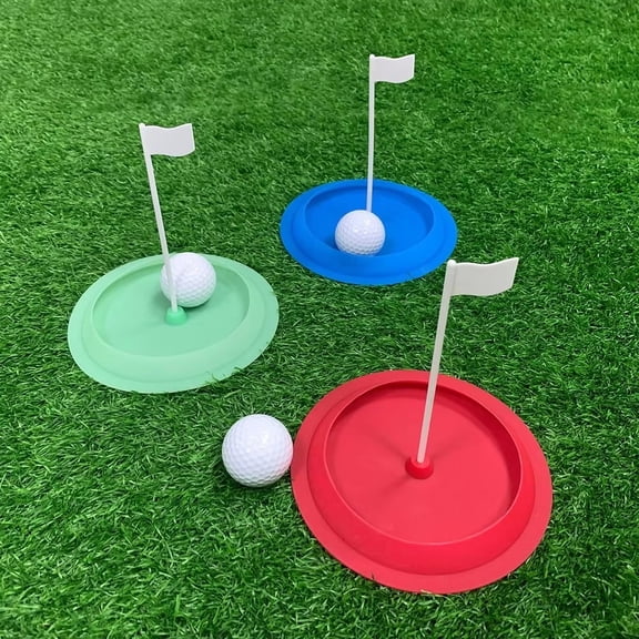 Golf Putting Cup Practice Set with Flag - Indoor Outdoor Silicone Golf Green Training Aid for Home Garden Backyard Putting Practice Golf Training Equipment(Blue)