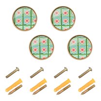 Yayeee 4 Pack Cabinet Knobs with Screws Round Zinc Drawer Pulls for Kitchen, Green Blossom Mosaic