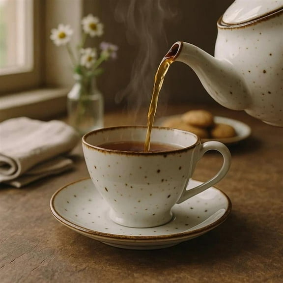 Aarvum White Sapphire Porcelain Coffee Cup and Saucer Set (Set of 12)