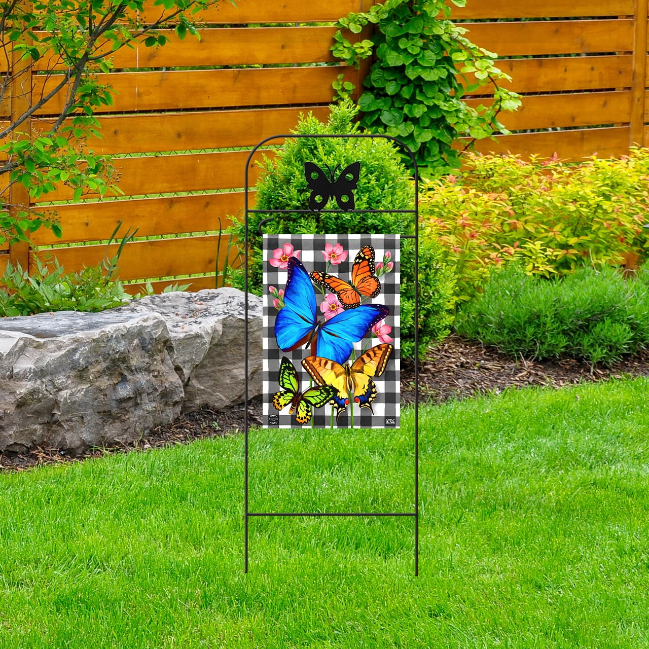 Briarwood Lane Everyday Wrought Iron Butterfly Garden Flag Arbor 41x15 Garden Flag Decorative Arbor