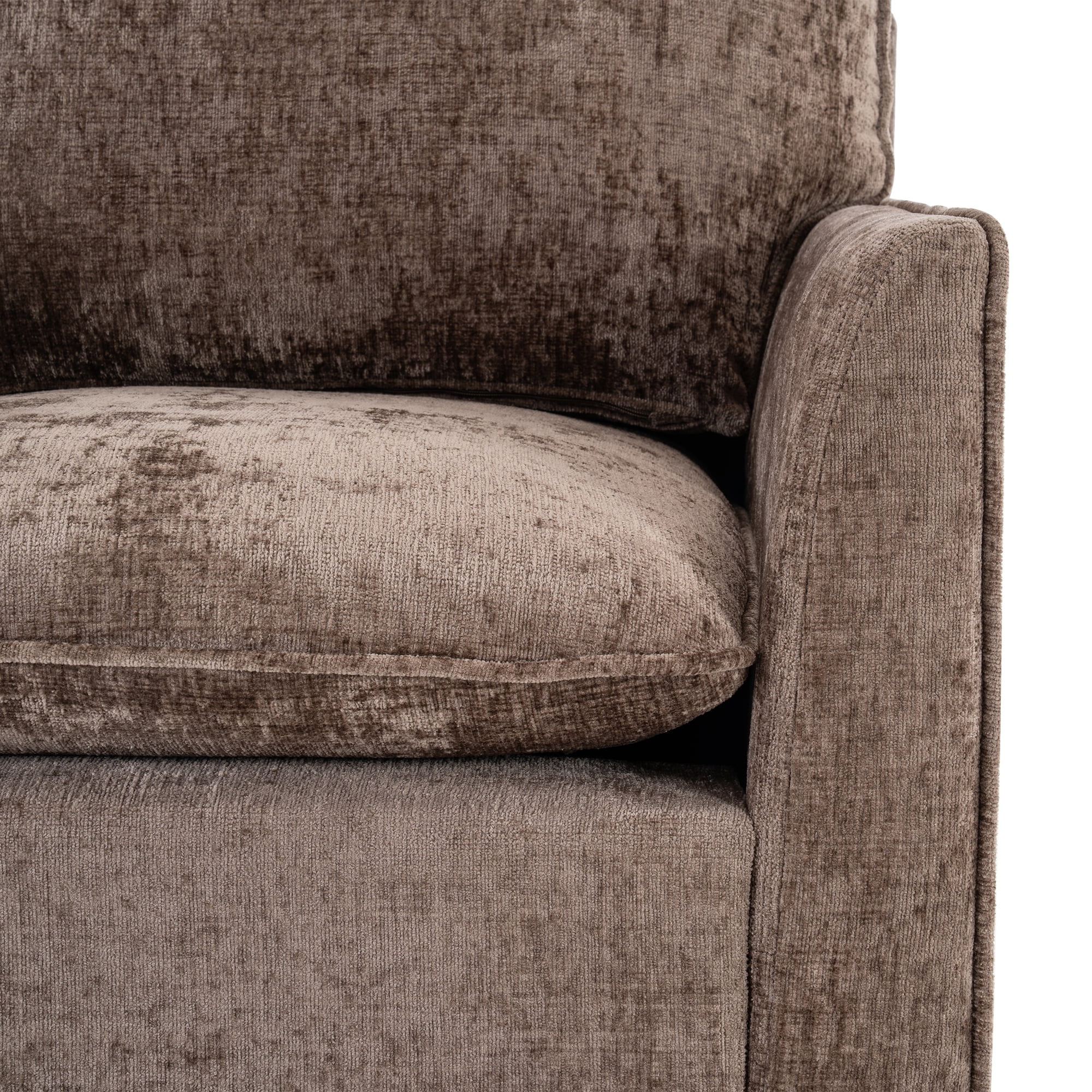 GARITIN 360° Swivel Accent Chair, Comfy Single Square Sofa Armchair, Upholstered Club Chair for Living Room Bedroom Reading Room, Chenille Fabric, Brown
