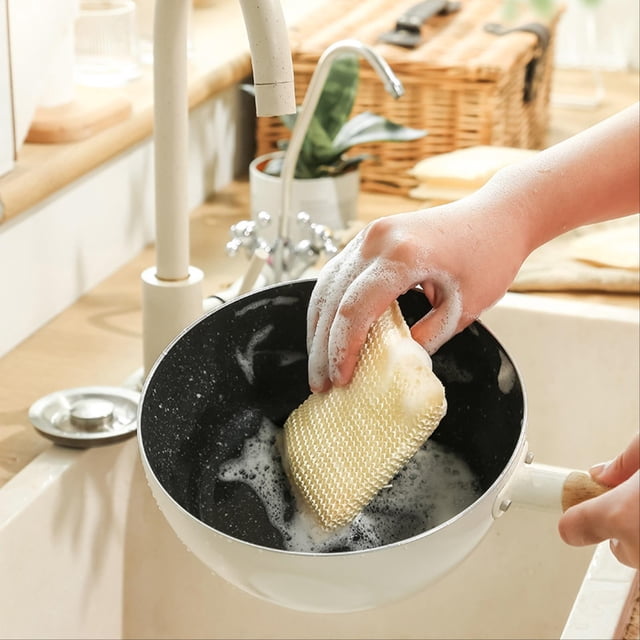Mejor paño para esponja de platos - Toalla reutilizable para limpiar cocina en ollas, platos y encimeras - Raspador de fibra de alta absorción