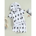 thumbnail image 3 of Coduop Toddler Boys Summer Lightning Symbol Short Sleeve Hooded T-shirt and Shorts Outfit Set, 3 of 8
