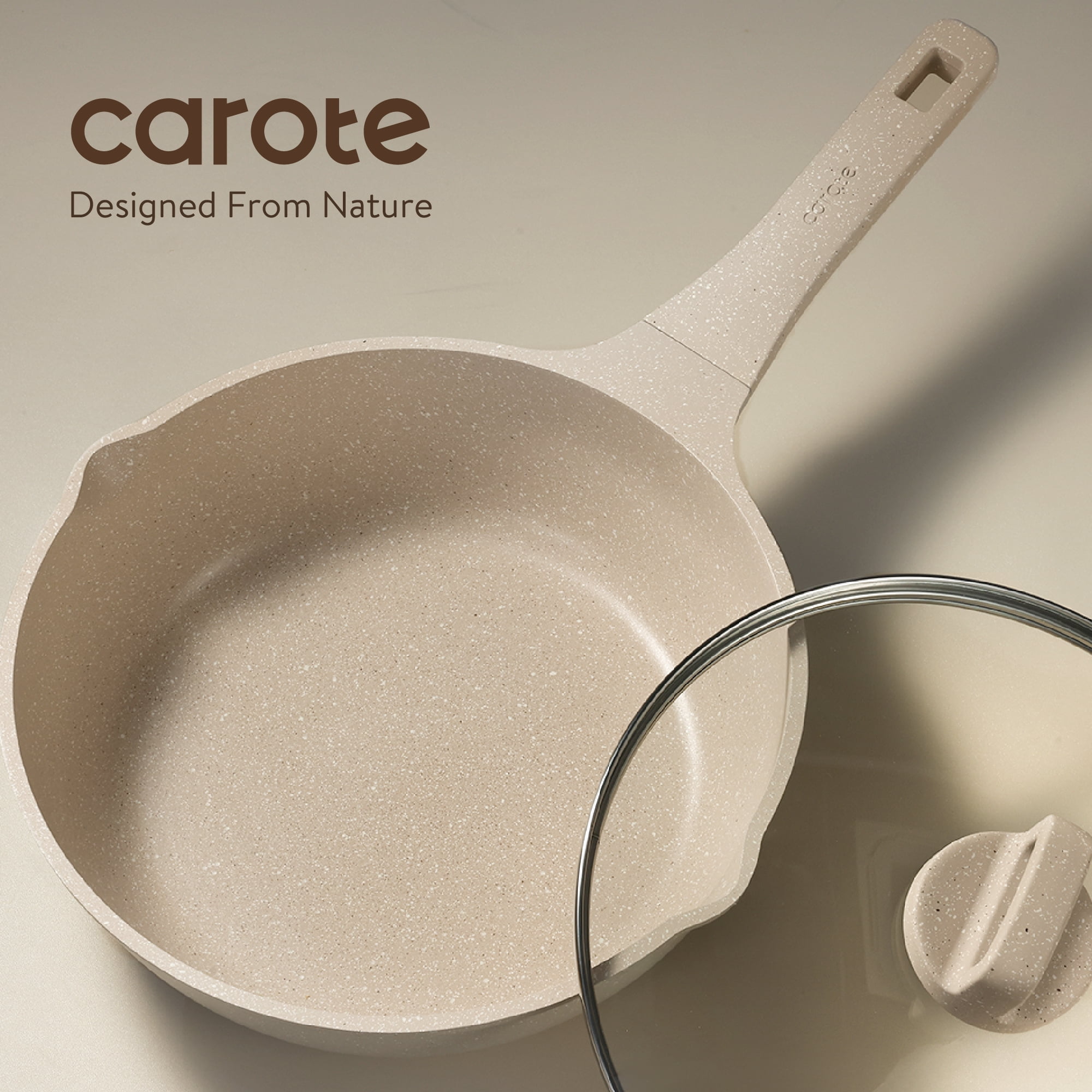 Carote 13 Pcs Nonstick Cookware Sets, Non Stick Pots and Pans Set, Induction Cookware, Taupe