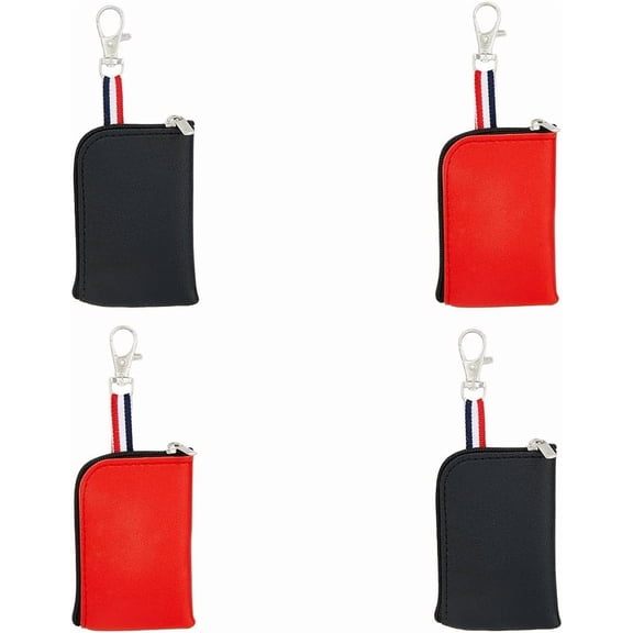 4Pcs 2 Colors Rectangle Lip Balm Sleeve Pouches Imitation Leather Chapstick Holders Zipper Opening Lipstick Holder Bags Lip Gloss Pouches with Hook for Travel Storage KBAG-HY0001-01-US43