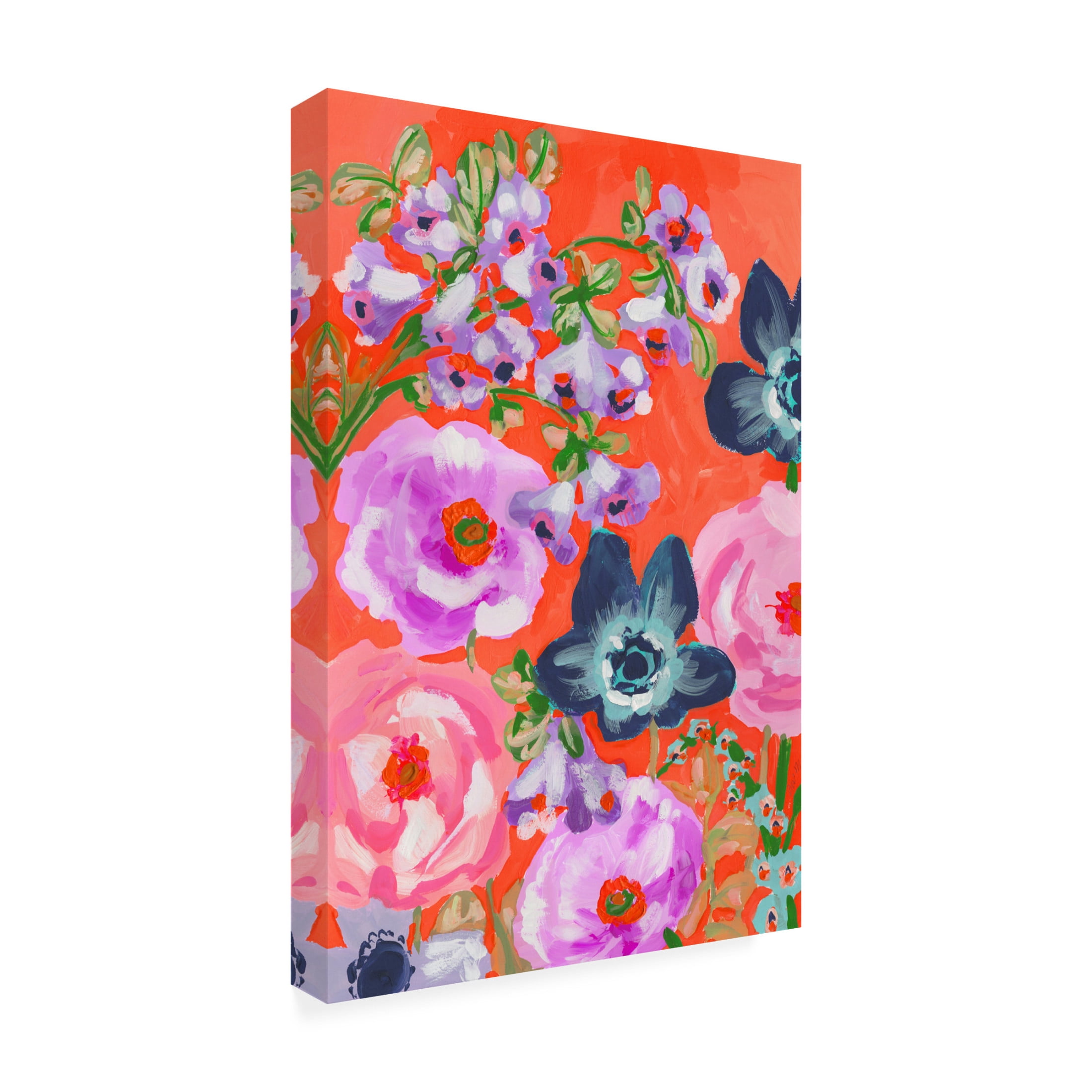 Trademark Fine Art Ania Zwara Blue Anemones On Red Canvas Wall Art