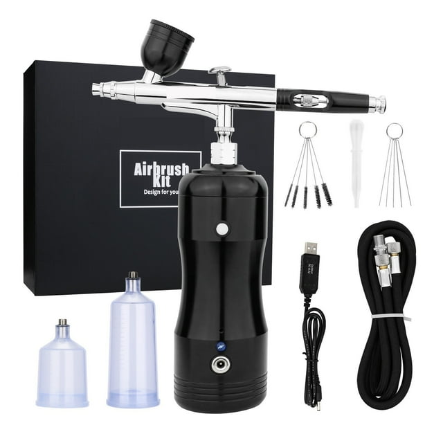 Kit d'Aérographe 30psi avec Compresseur d'Arrêt Automatique, Ensemble de Pistolet à Air Sans Fil, Alimentation par Gravité Sans Fil, Rechargeable, Robuste