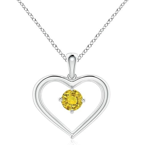 Natural Yellow Sapphire Pendant Necklace for Women in Sterling Silver (Grade-AAAA | 4mm) September Birthstone Jewelry Gift for Her Birthday Wedding Anniversary