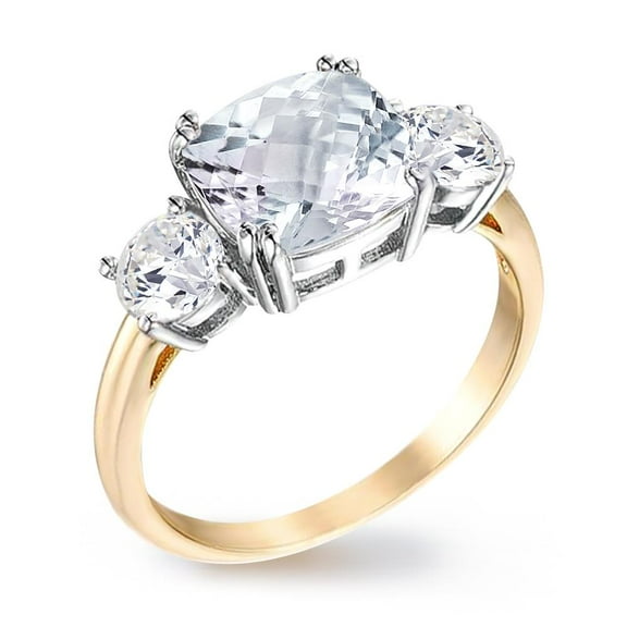 Samie Collection Royal Engagement Rings for Women Inspired by Princess Meghan Markle's Wedding: 3.67ctw Cushion Cut Cubic Zirconia in 18K Yellow Gold Plating, Size 5 to 10