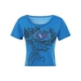 thumbnail image 2 of Pompotops T-Shirt Mode Femme Décontracté Serré Col Rond Imprimé Manches Courtes Blouse, 2 of 2