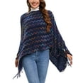 thumbnail image 2 of LELINTA Junior's Tassel Knitted Warm Sweater Cape Long Knitted Irregular Hem Pullover Shawl Loose Fit Tops Three Style, 2 of 7