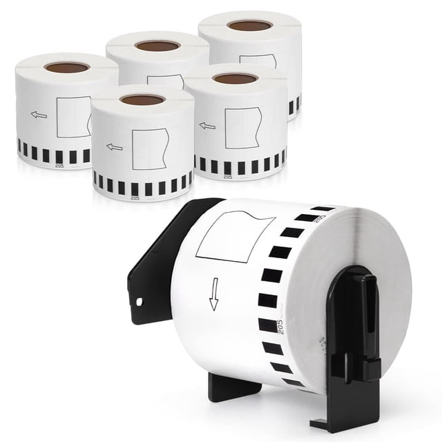 MarkDomain DK-2205 (2.4" X 100 Ft.) Continuous Labels Paper Tape, Compatible Continuous Paper Roll Replacement for Brother DK-2205 (62mm x 30.4m) Use with Brother QL Label Printers - 6 Rolls + 1 Frame