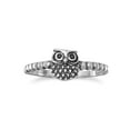 thumbnail image 1 of .925 Sterling Silver Oxidized Small Owl Women's Ring, 1 of 1