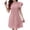 Pink, variant on Efsteb Women's Round Neck Ruffle Sleeve Pleated Mini Dress Short Sleeve A-Line Dress for Summer Daily Work Office Casual (Khaki,L)