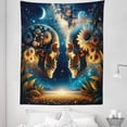 thumbnail image 2 of Ambesonne Trippy Tapestry Twin Size, Goth Romance Lovers Space, 68"x88", Sea Blue Dark Yellow, 2 of 3