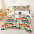 thumbnail image 3 of Manfei Whimsical Trout Full Size Comforter Sets, Stripe Lines Bedding Comforter Set, Pink Sage Green, Polkadot Reversible, 3pcs, 1 Comforter and 2 Pillowcases, 3 of 7