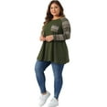 thumbnail image 3 of DARING DIVA Women's Plus Size Long Sleeve Color Block Knit Tunic 4X Army Green, 3 of 6