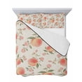 thumbnail image 7 of Quilts Twin Size Bedding Set, Peach Lightweight Quilted Comforter, Spring Floral Green Leaf Botanical Pink Fruit Rustic Soft Reversible Bedspread Coverlet with Pillow Covers for All Season, 68" x 86", 7 of 7