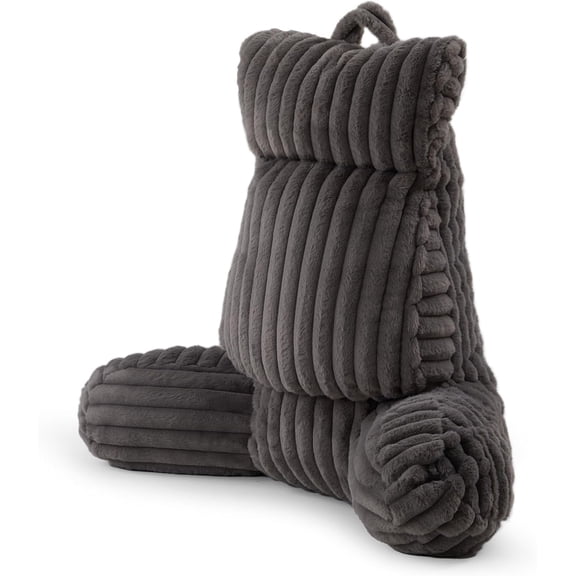 Faux Fur Reading Pillow with Pocket for Sitting in Bed, Adult Backrest Bed Pillow with Washable Cover for Lounging, Study & Relaxing,  29 inches