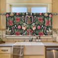 thumbnail image 2 of Yayeee Kitchen Curtains Tier Set of 2 Light Filtering 57"x24" Over Sink Window Panels, Black Christmas Holly, 2 of 7