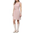thumbnail image 4 of INSPIRE CHIC Women's Plaid Houndstooth Dress Sleeveless Boat Neck 2026 Trendy Pencil Dresses with Belted 2XL Pink, 4 of 5