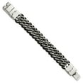 thumbnail image 3 of Stainless Steel Bracelet Men's Leather 26 mm 8.75 in Chisel Polished Black, 3 of 6