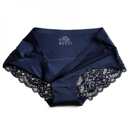 

Women Lace Underwear Ice Silk No Trace Luxury Lace Mid Rise Lift Lingerie Seamless briefs Underpants