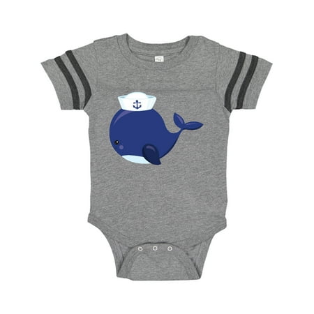 

Inktastic Navy Blue Whale With Sailor Hat Sailor Whale Gift Baby Boy or Baby Girl Bodysuit