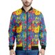thumbnail image 3 of Chaqueta con cremallera con patrón psicodélico abstracto para hombre, chaqueta holgada informal de manga larga con estampado 3D colorido para otoño, ropa de calle, 3 of 5