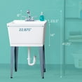 thumbnail image 2 of Tehila White Freestanding Floor Mount Utility Sink with Chrome Finish Faucet for Laundry Room, 2 of 8