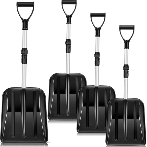 4 Pcs Kid's Snow Shovel Plastic Digging Lightweight Portable Beach Shovels for Kids Boys Girls Home Yard Garden Outdoor Activities Snow Removal(Black)