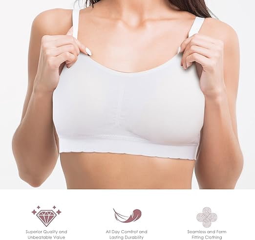 Alyce Ives Intimates Seamless Womens Bra Wireless Racerback Bralette, Brights, M, 5 Pack