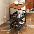 thumbnail image 2 of Multifunctional kitchen cart, black multi-layer mobile storage rack, sturdy metal frame, suitable for living room, bedroom, kitchen, bathroom, and office - easy to assemble, smooth-rolling casters. S, 2 of 10