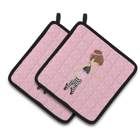 

Caroline s Treasures Ballerina Brunette Releve Pair of Pot Holders