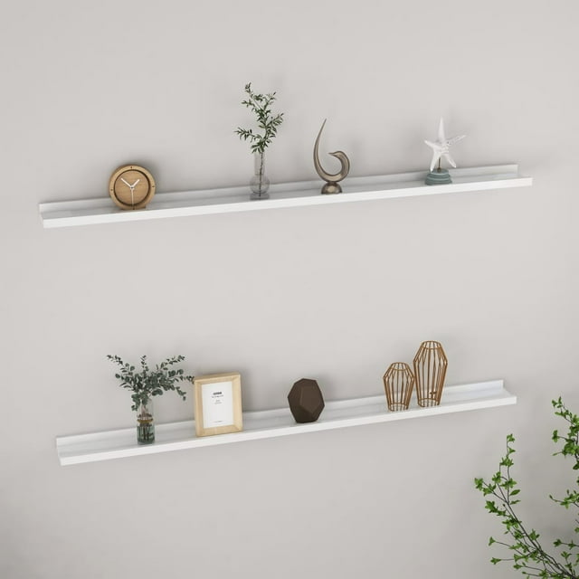 vidaXL Étagères Murales 2 Pcs Blanc Brillant 115x9x3 cm