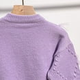thumbnail image 5 of XIMIN Kid Girls Crewneck Solid Color Knit Cute Bow Slouchy Sweater Cute Tulle Long Sleeve Stretchy Thicken Casual Pullover Fall Winter Shirts, 5 of 5