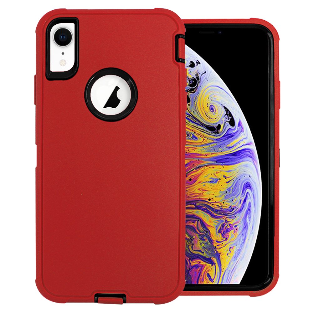 For Apple iPhone XR Slim Defender Shockproof Hybrid Case Cover Red