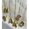 thumbnail image 5 of Bavsenic Gold Bubble Letter Necklace For Women,14k Gold Plated Balloon Initial Letter Pendant Necklace, 5 of 5
