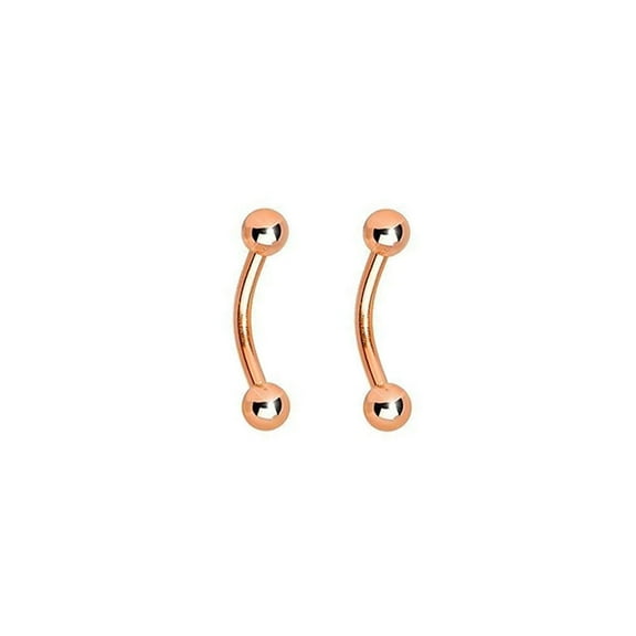 BodyJewelryOnline Pair of Curved Barbell Eyebrow Piercing IP Rose Gold over Surgical Steel 16g 8mm (5/16") Body Jewelry