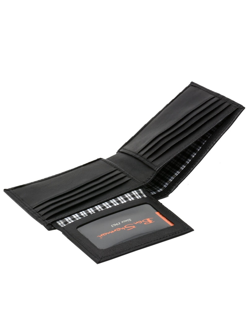 Ben Sherman Manchester Slim Bifold Wallet - Full-Grain Leather, RFID Blocking, Minimalist Gift Box