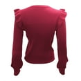 thumbnail image 4 of MESSUEN Crew Neck Sweater for Women Ruffle Tops for Women Pull Over Sweaters Womens Summer Blouses Womens Basic Tee Shirts Ladies Blouses Women’s Blouses Wine M, 4 of 5