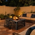 thumbnail image 2 of Lacoo 32" Patio Square Fire Pit Table for Patio Backyard BBQ, Ice Storage with Mesh Lid, Poker and Cover, Sliver, 2 of 6